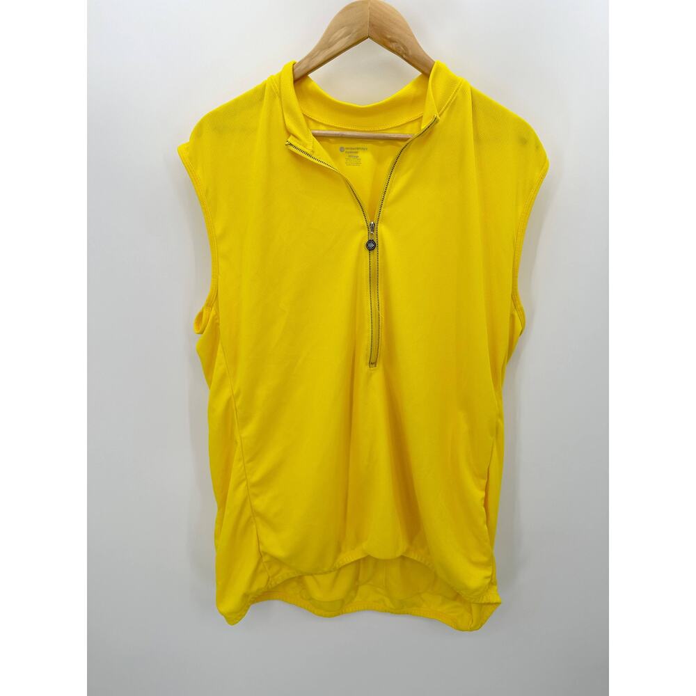 Aero Tech Designs Cyclewear Shirt Men 3XL‎ Yellow Sleeveless Half Zip Cycling